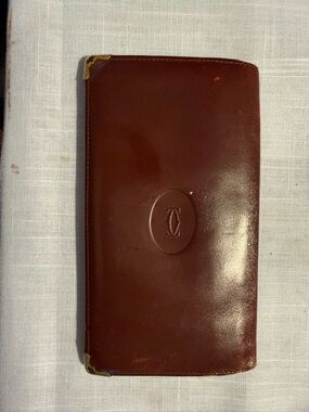 Cartier Leather Long Wallet with Gold-Tone Corners